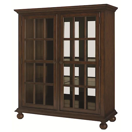 Bookcase with Wood-Framed Glass Doors and Bun Feet